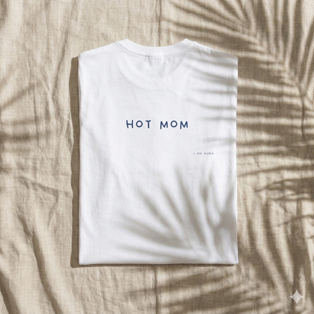 T-Shirt "HOT MOM" – White & Navy