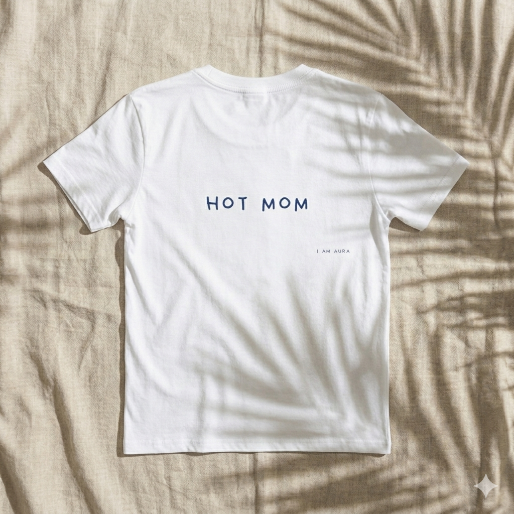 T-Shirt "HOT MOM" – White & Navy